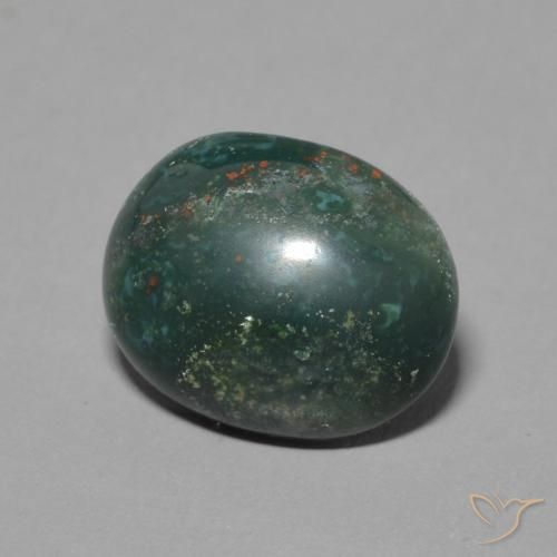 Pedra de Sangue Verde Multicolor Natural 2.50ct, Corte Oval, Opaco