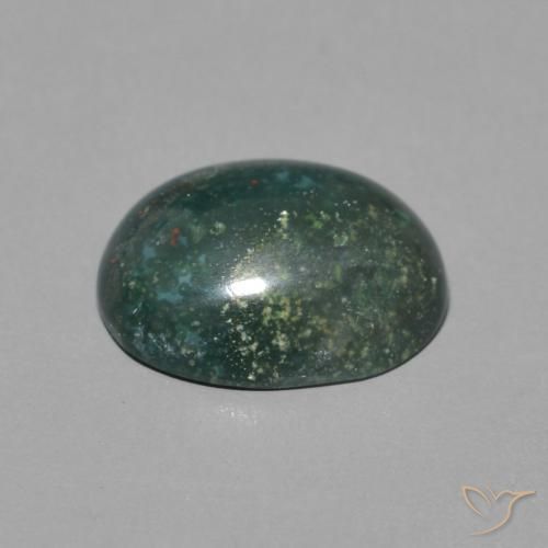 Pedra de Sangue Verde Multicolor Natural 2.50ct, Corte Oval, Opaco