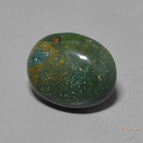 Pedra de Sangue Verde Terroso Natural 3.32ct, oval, Opaco