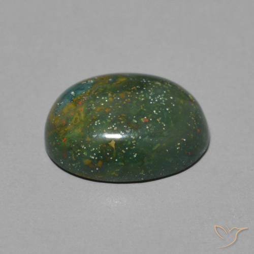 Pedra de Sangue Verde Terroso Natural 3.32ct, oval, Opaco