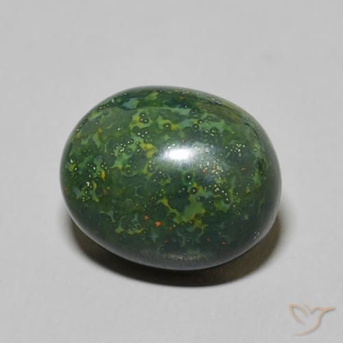 Pedra de Sangue verde escuro Natural 4.93ct, oval, Opaco
