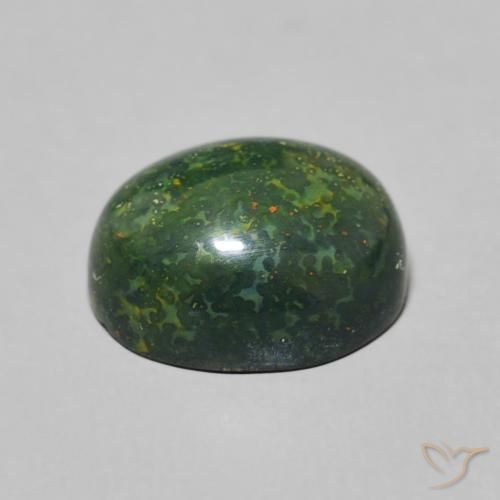 Pedra de Sangue verde escuro Natural 4.93ct, oval, Opaco