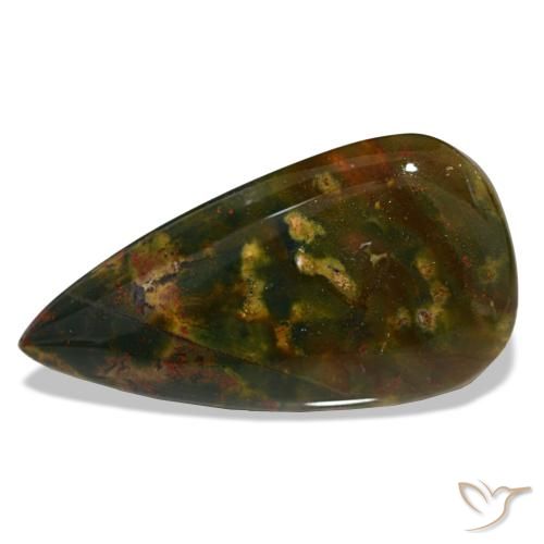 12.81ct verde pedra de sangue, formato de pêra, opaco