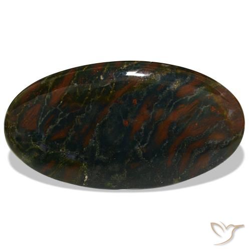 Pedra de sangue verde natural 29,47ct, corte oval, opaco