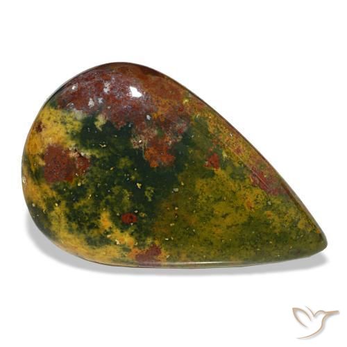 Pedra de sangue verde natural 12,99ct, formato de pêra, opaco