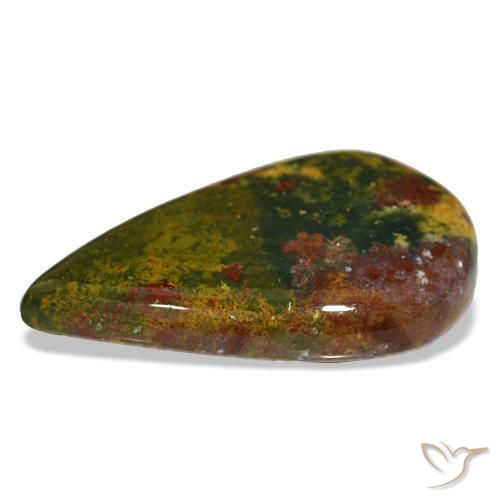 Pedra de sangue verde natural 12,99ct, formato de pêra, opaco