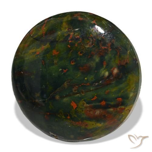 Pedra de sangue verde natural 22,49ct, corte redondo, opaco