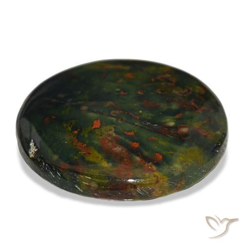 Pedra de sangue verde natural 22,49ct, corte redondo, opaco