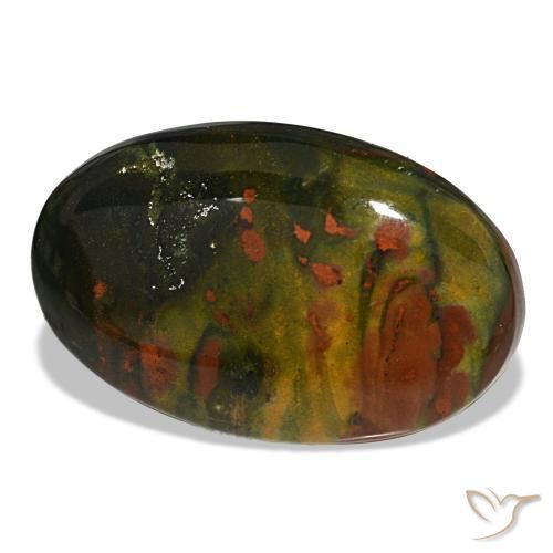 Pedra de sangue verde natural 16,90ct, corte oval, opaco