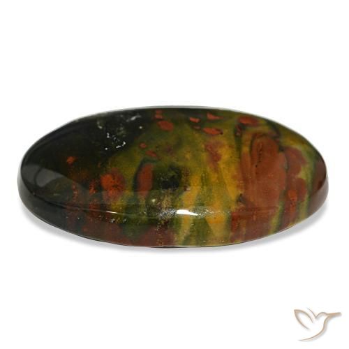 Pedra de sangue verde natural 16,90ct, corte oval, opaco
