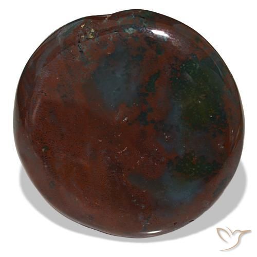 Pedra de sangue verde natural 40,45ct, corte redondo, opaco