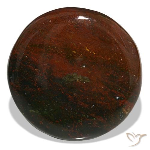 Pedra de sangue verde natural 39,86ct, corte redondo, opaco