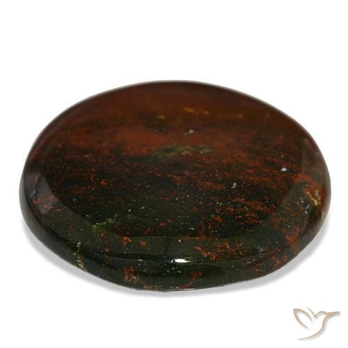 Pedra de sangue verde natural 39,86ct, corte redondo, opaco