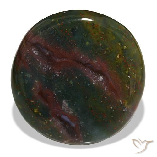 Pedra de sangue verde natural 23,67ct, corte redondo, opaco