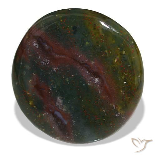Pedra de sangue verde natural 23,67ct, corte redondo, opaco