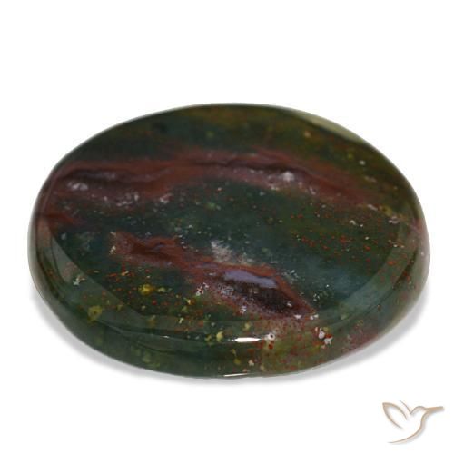 Pedra de sangue verde natural 23,67ct, corte redondo, opaco