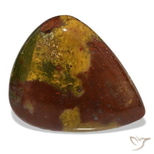 Pedra de sangue multicolorido natural 26,50ct, formato de pêra, opaco