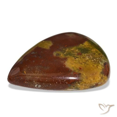 Pedra de sangue multicolorido natural 26,50ct, formato de pêra, opaco