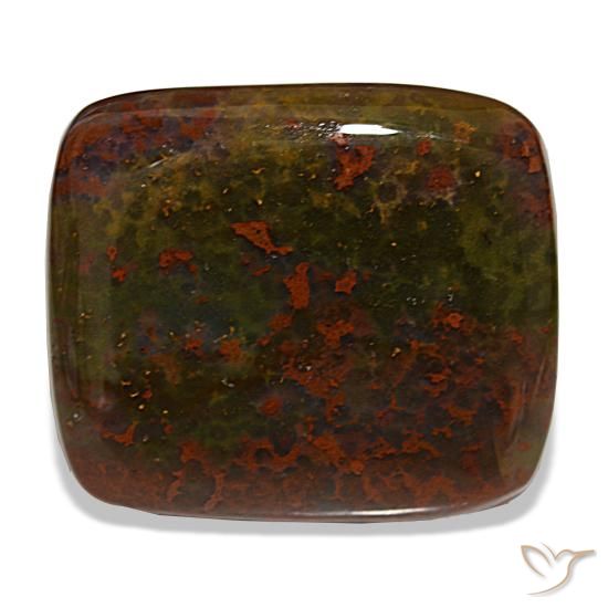 Pedra de sangue verde natural 30,22ct, almofada cortada, opaco