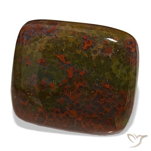 Pedra de sangue verde natural 30,22ct, almofada cortada, opaco