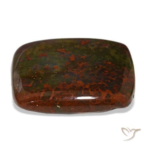 Pedra de sangue verde natural 30,22ct, almofada cortada, opaco