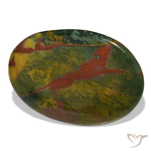 Pedra de sangue verde natural 34,13ct, corte oval, opaco