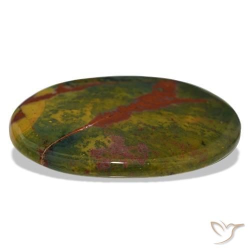 Pedra de sangue verde natural 34,13ct, corte oval, opaco