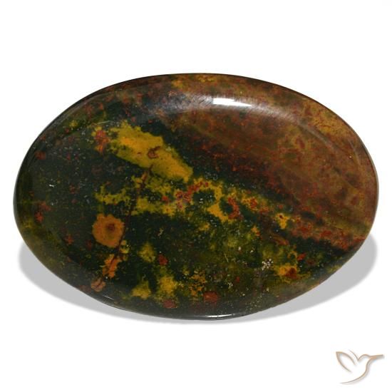Pedra de sangue verde natural 30,96ct, corte oval, opaco