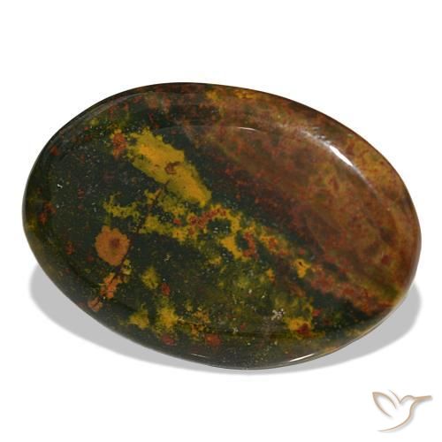Pedra de sangue verde natural 30,96ct, corte oval, opaco
