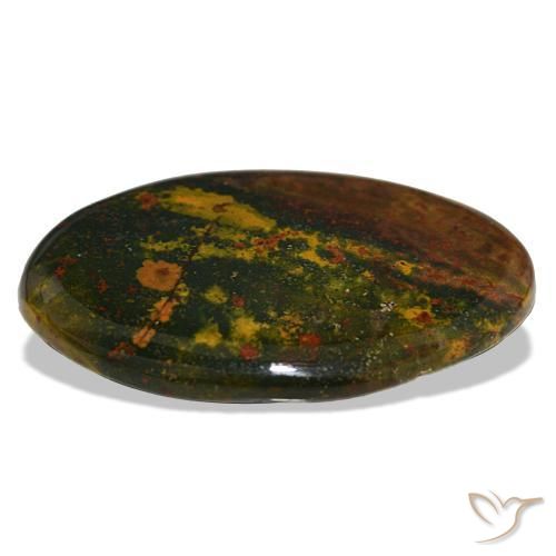 Pedra de sangue verde natural 30,96ct, corte oval, opaco