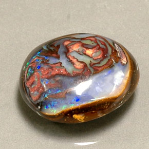 Opala boulder multicolorido natural 8,16ct, corte oval, opaco