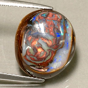 Opala boulder multicolorido natural 8,16ct, corte oval, opaco
