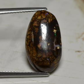 Opala boulder multicolorido natural 6,63ct, corte oval, opaco