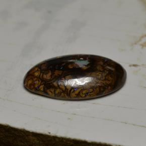 Opala boulder multicolorido natural 6,63ct, corte oval, opaco
