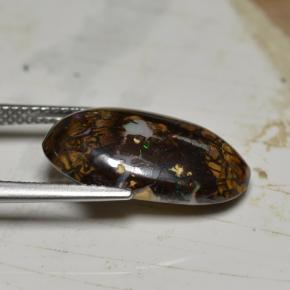 Opala boulder multicolorido natural 6,63ct, corte oval, opaco