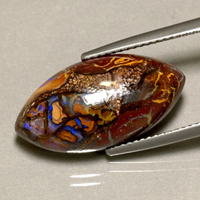 Opala boulder multicolorido natural 10,92ct, marquise, opaco