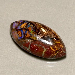 Opala boulder multicolorido natural 10,92ct, marquise, opaco