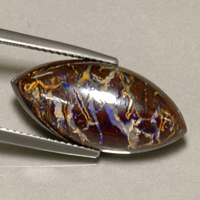 Opala boulder multicolorido natural 12,35ct, marquise, opaco