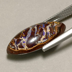 Opala boulder multicolorido natural 12,35ct, marquise, opaco