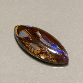 Opala boulder multicolorido natural 6,17ct, marquise, opaco