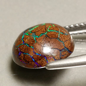 Opala boulder multicolorido natural 3,75ct, corte redondo, opaco