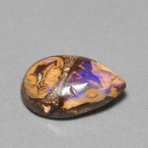 Opala boulder multicolorido natural 3,22ct, formato de pêra, opaco