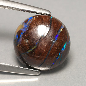 Opala boulder multicolorido natural 3,11ct, corte redondo, opaco