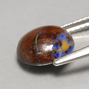 Opala boulder multicolorido natural 3,11ct, corte redondo, opaco