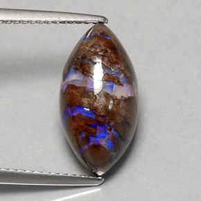 Opala boulder multicolorido natural 5,80ct, marquise, opaco