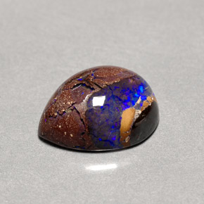 Opala boulder multicolorido natural 3,41ct, formato de pêra, opaco