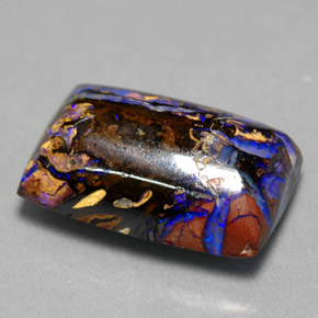 Opala boulder multicolorido natural 6,50ct, baguete, opaco