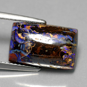 Opala boulder multicolorido natural 6,50ct, baguete, opaco