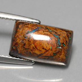 Opala boulder multicolorido natural 5,30ct, baguete, opaco