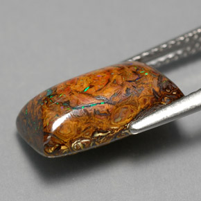 Opala boulder multicolorido natural 5,30ct, baguete, opaco